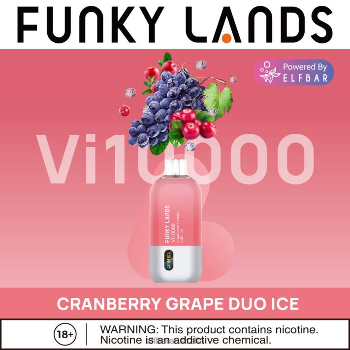 ELFBAR Funky Lands Best Flavor Disposable Vape Vi10000 Iced Series Cranberry Grape Duo Ice RZD8156
