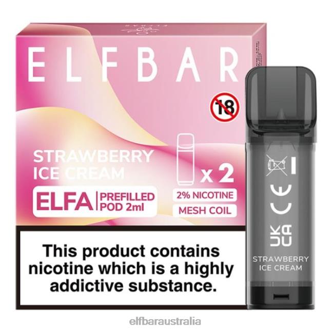 ELFBAR Elfa Pre-Filled Pod - 2ml - 20mg (2 Pack) DV2RT115 Strawberry Ice Cream