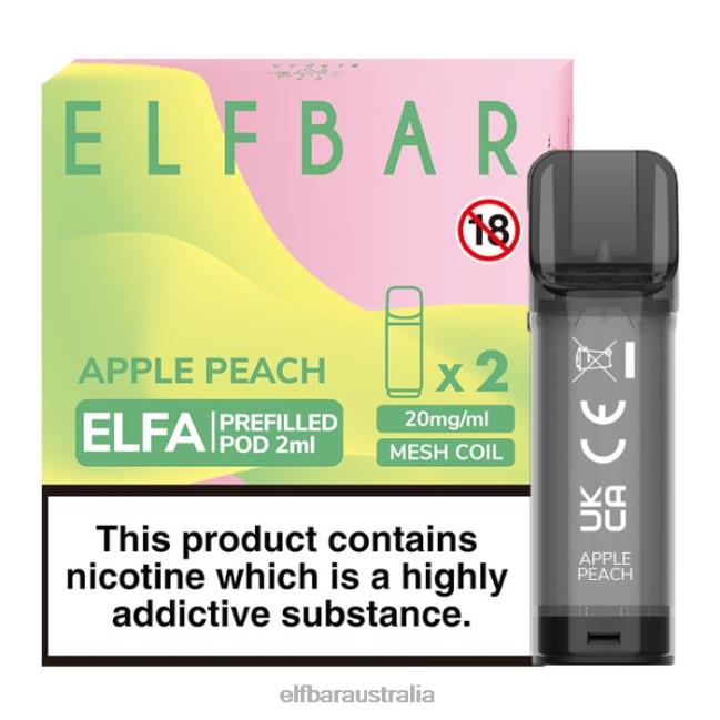 ELFBAR Elfa Pre-Filled Pod - 2ml - 20mg (2 Pack) DV2RT116 Apple Peach