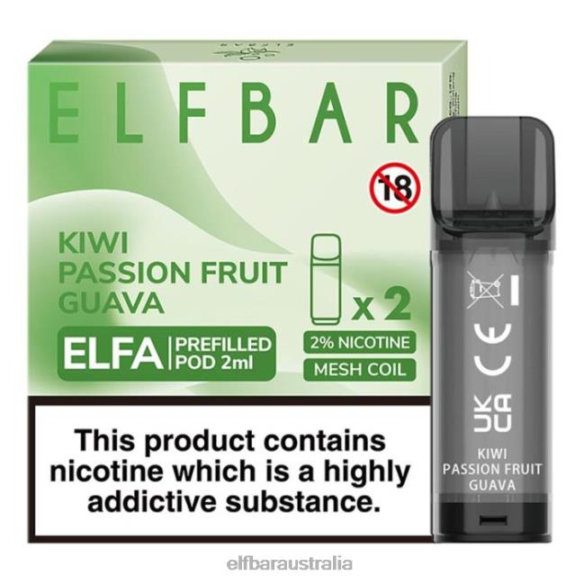 ELFBAR Elfa Pre-Filled Pod - 2ml - 20mg (2 Pack) DV2RT117 Kiwi Passion Fruit Guava