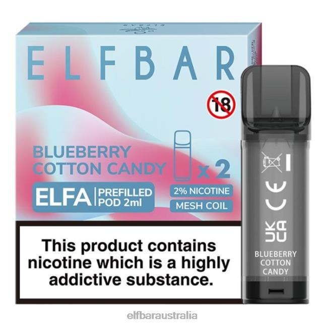 ELFBAR Elfa Pre-Filled Pod - 2ml - 20mg (2 Pack) DV2RT124 Blueberry Cotton Candy