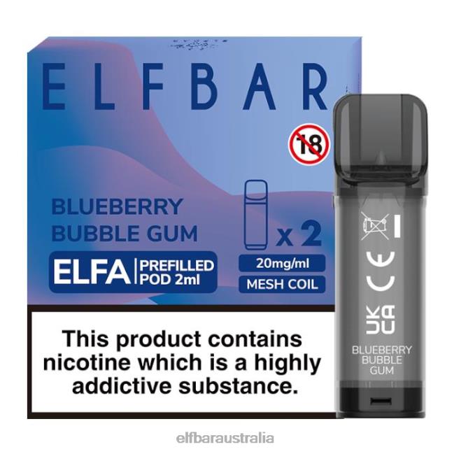 ELFBAR Elfa Pre-Filled Pod - 2ml - 20mg (2 Pack) DV2RT126 Blueberry Bubble Gum