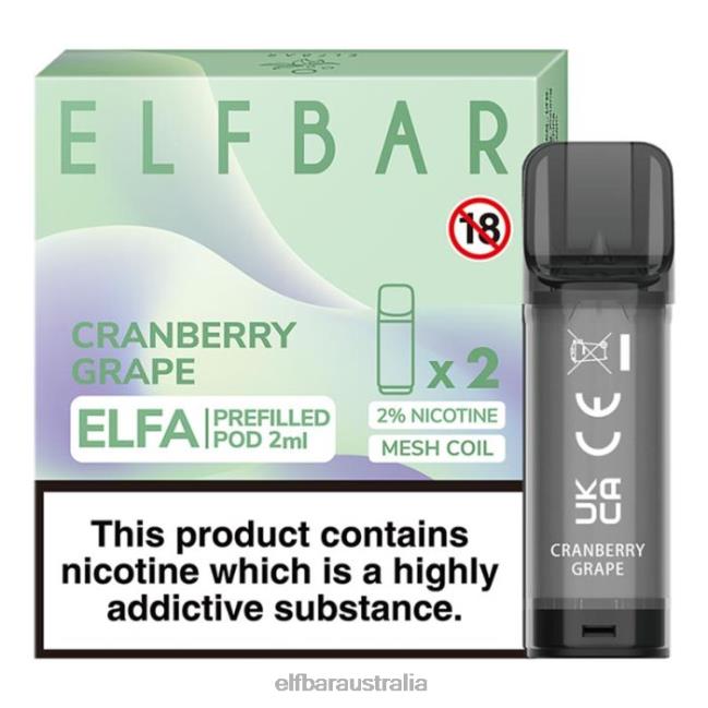 ELFBAR Elfa Pre-Filled Pod - 2ml - 20mg (2 Pack) DV2RT127 Cranberry Grape