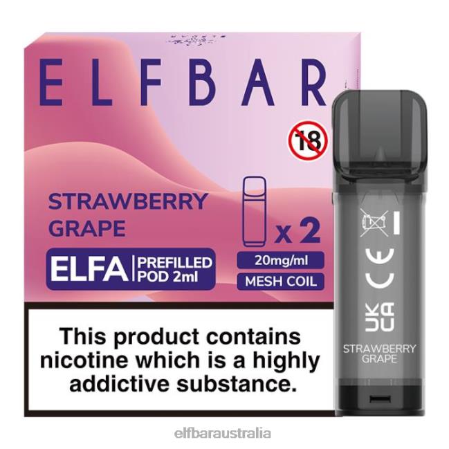 ELFBAR Elfa Pre-Filled Pod - 2ml - 20mg (2 Pack) DV2RT130 Strawberry Grape